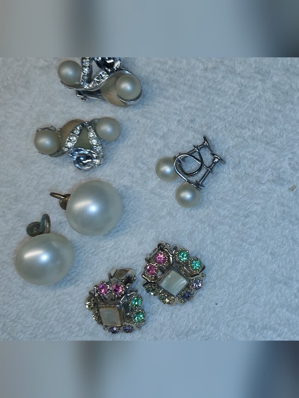 Pearl Bundle Of Earrings. Clip And Pierced